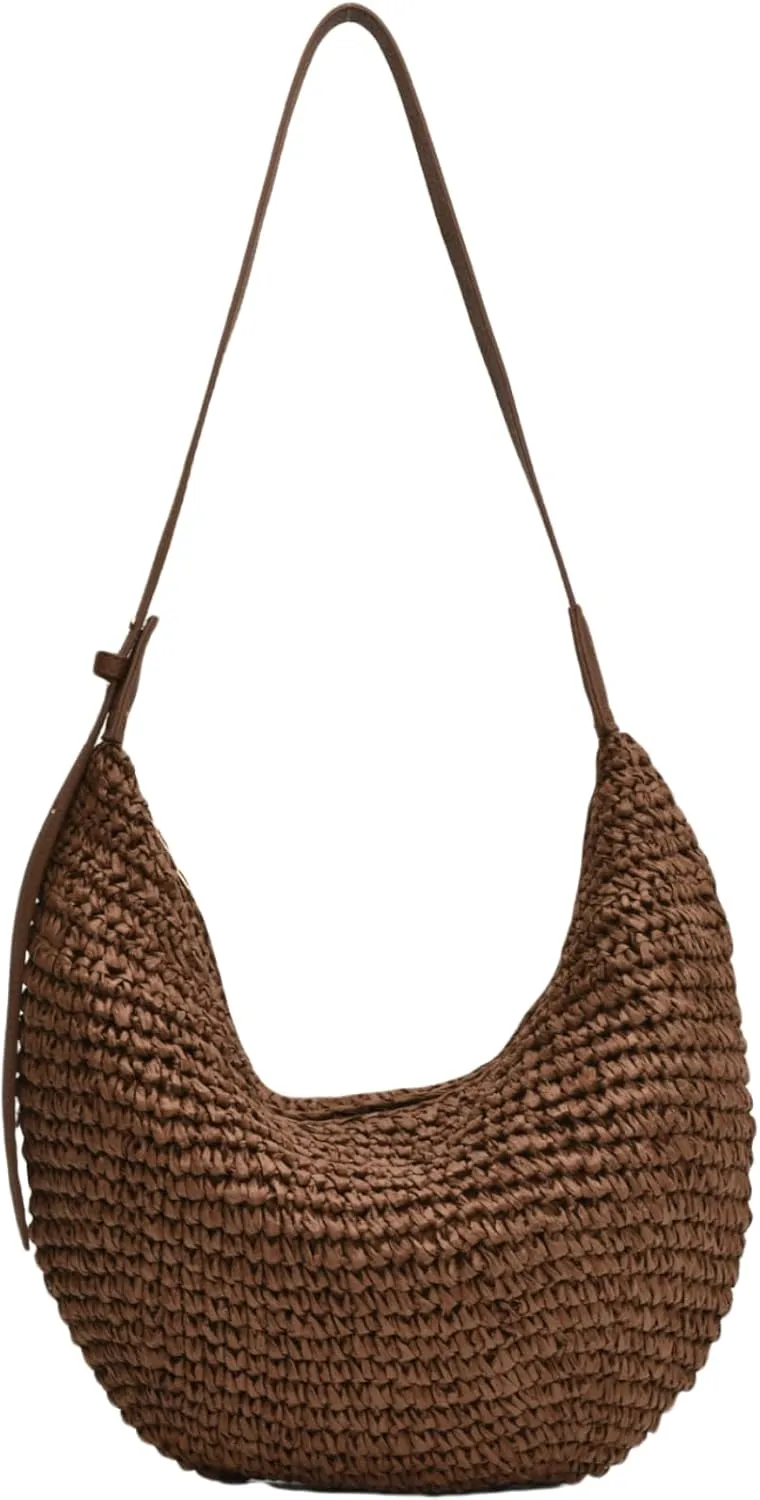 Straw Hobo Shoulder Bags for Women Crossbody Bag Woven Beach Tote Handbag Summer Travel Bag