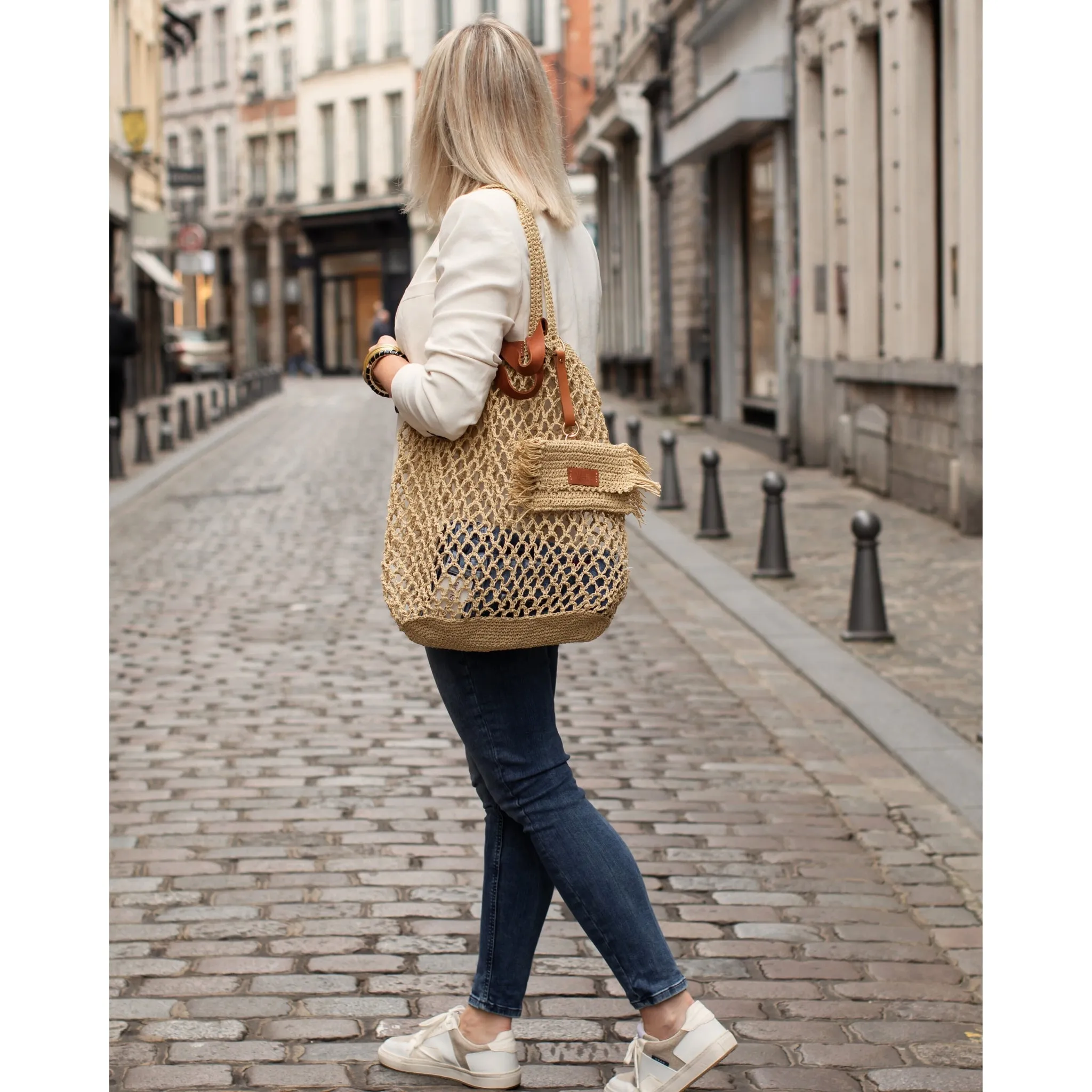 Straw Mesh Beach Bag