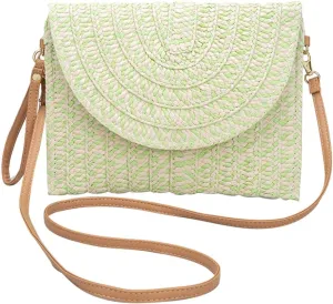 Straw Shoulder Bag for Women Summer Beach Bag Handwoven Rattan Purse Bohemian Tote Bag Envelope Clutch Wallet