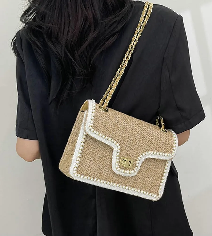 Straw Shoulder Bag Straw Beach Bags For Women Crossbody Bag For Travel Summer Rattan Purses Womens Casual Dating Handbag 2025