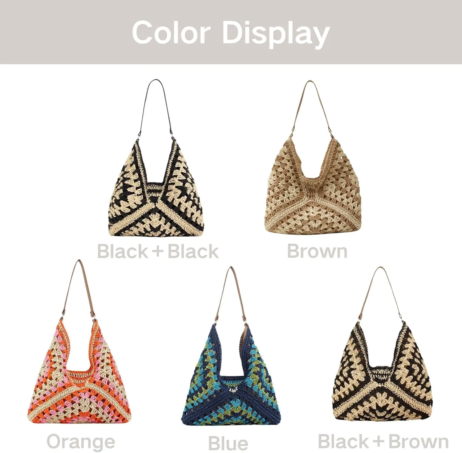Straw Tote Bags For Women, Vintage Hobo Bag, Designer Large Beach Bag Shoulder Everything Handbag Holiday Summer