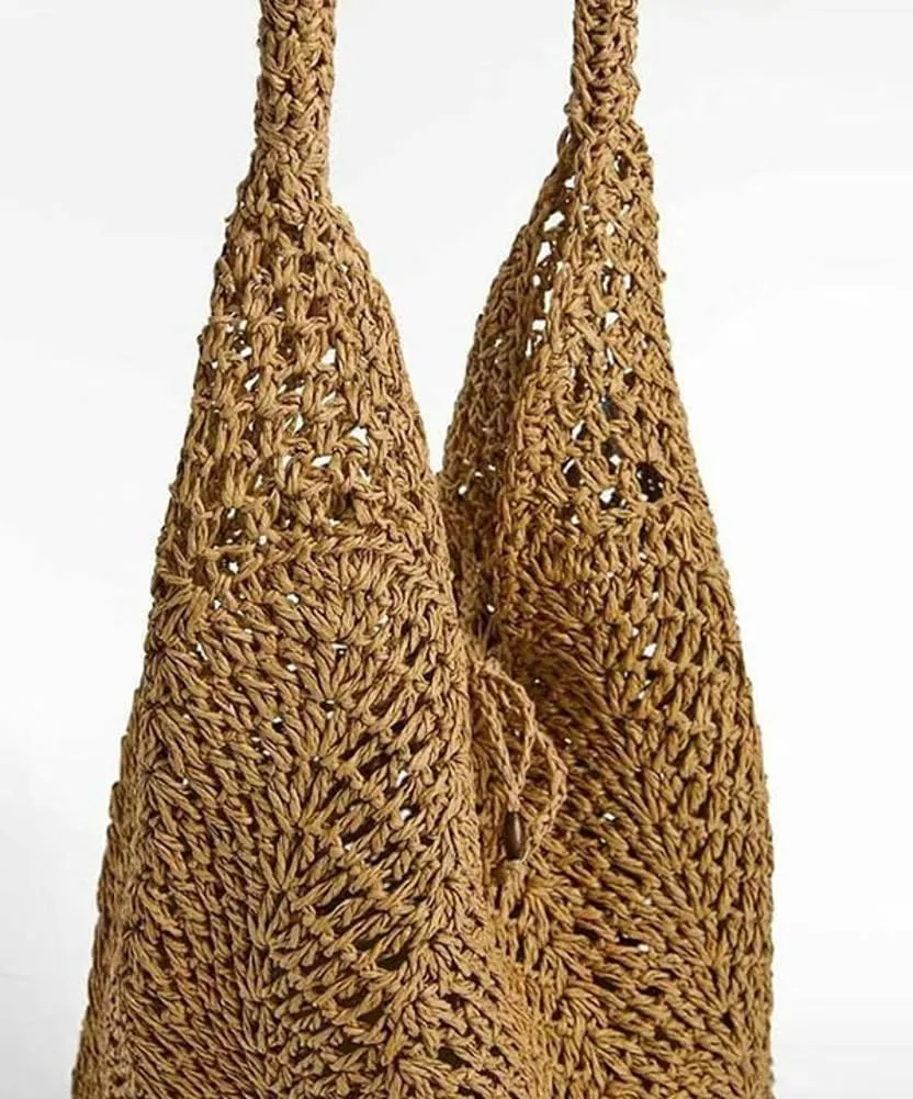 Straw Tote Handbag for Women Large Capacity Shoulder Bag Trendy Hollow Out Beach Satchel Purse Summer Hobo Bag 2025