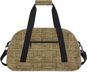 Straw Weaving Kids Overnighted Duffel Bag Carry-On Size & Ideal for School Practice or Weekender Travel with Zip and Shoulder Stra for Boys & Girls