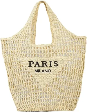Straw Woven Bag Women’s Beach Bag Fashion Crochet Shoulder Bag Hobo Bag Foldable Tote Bag for Holiday Picnic