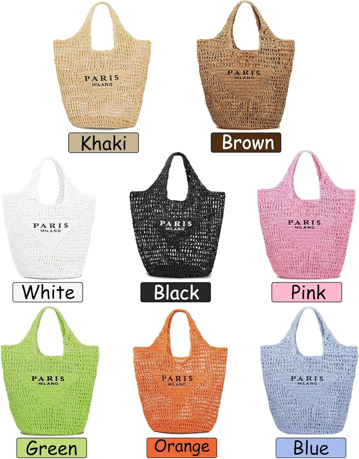 Straw Woven Bag Women’s Beach Bag Fashion Crochet Shoulder Bag Hobo Bag Foldable Tote Bag for Holiday Picnic