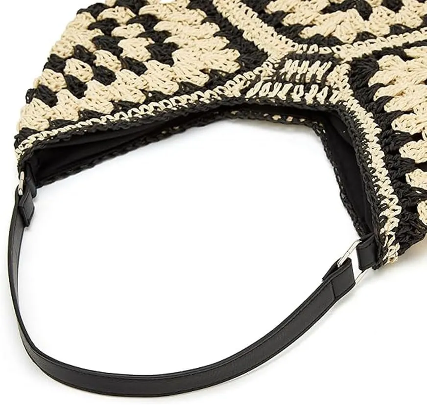 Straw Woven Hobo Bags for Women - Beach Travel Daily Use Shoulder Bag Handmade Tote Bag