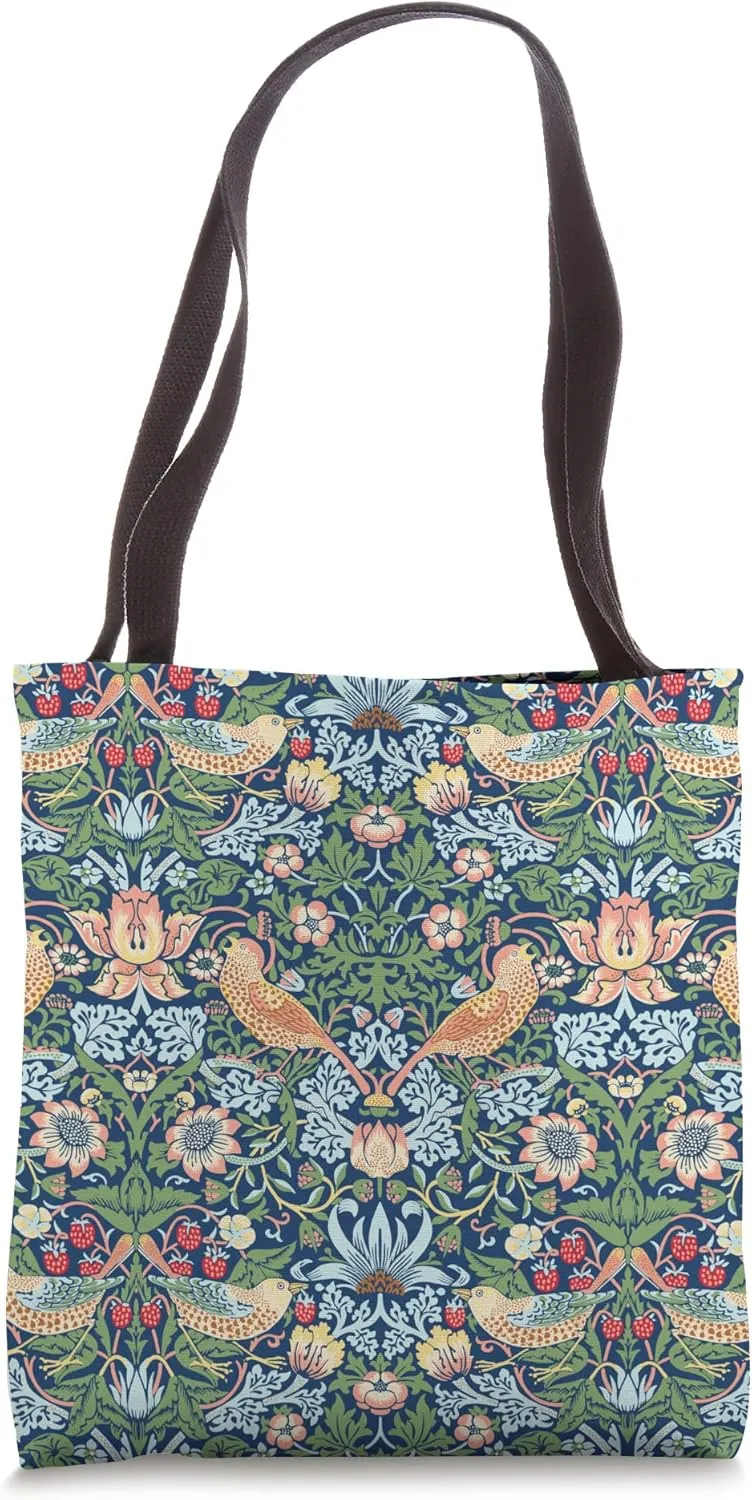 Strawberry Thief William Morris Art Nouveau Pattern Blue Tote Bag