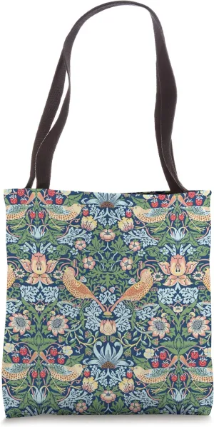 Strawberry Thief William Morris Art Nouveau Pattern Blue Tote Bag