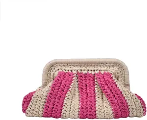 Striped Stitching Woven Bag Clutch Bag Women's Clip Bag Straw One Shoulder Crossbody Bag