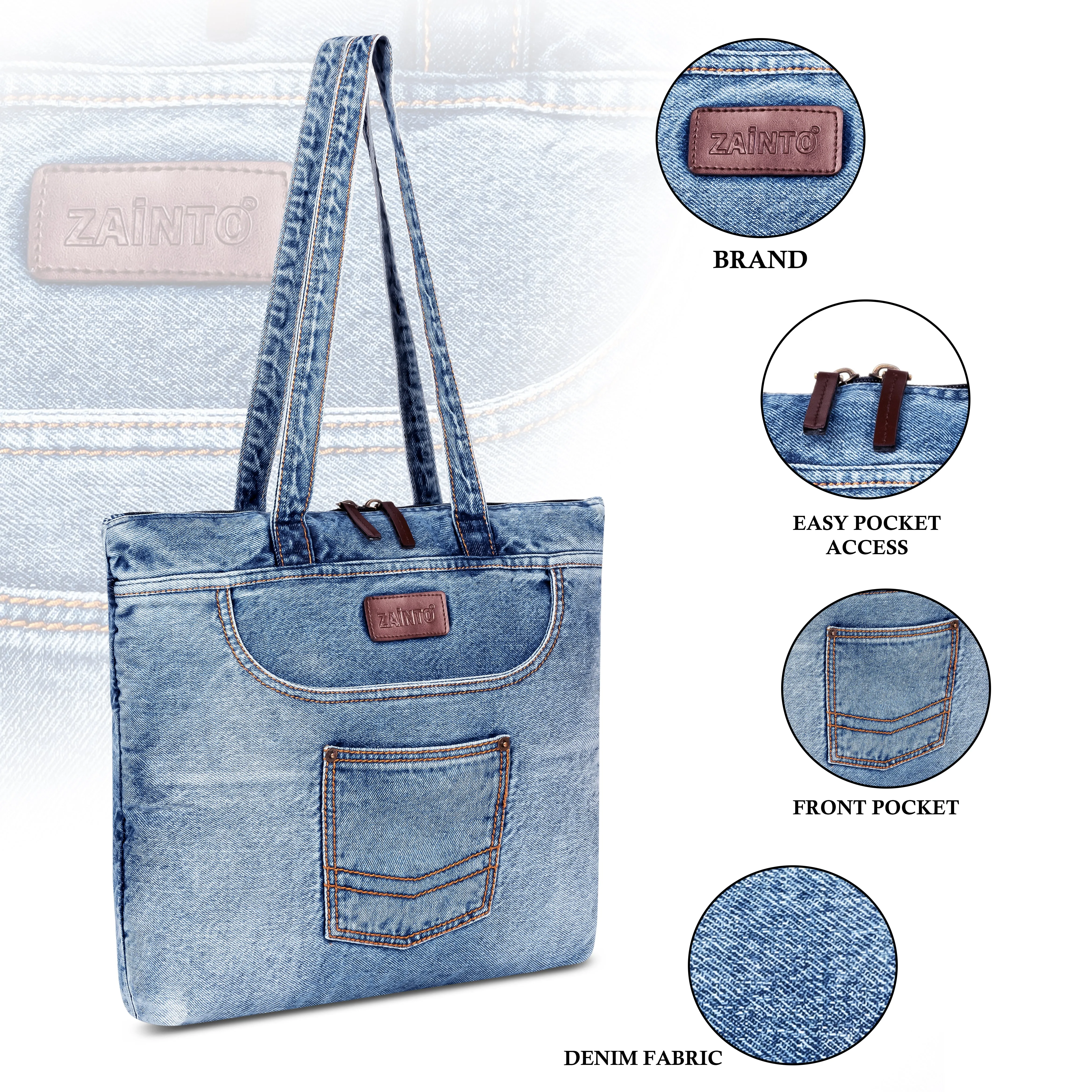 Stylish Denim Tote Bag for Women - Eco-Friendly, Durable, Lightweight, and Spacious Shoulder Bag for Shopping, Travel, or Everyday Use