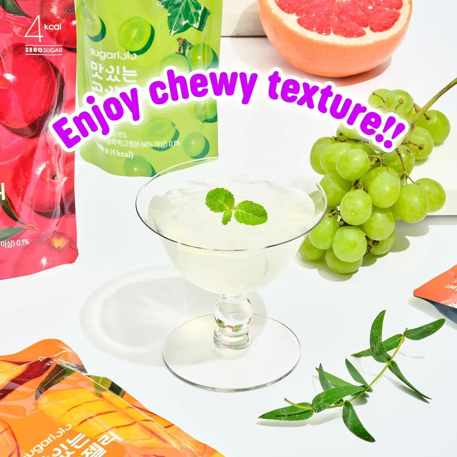 Sugarlolo Konjac Sweet Mangosteen Jelly Snack - Vegan Jello with Zero Sugar | Only 4 Calories per Pouch | Low Calorie Korean Snacks | 5.29 Oz (150g) | 10 Pack