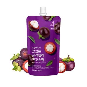 Sugarlolo Konjac Sweet Mangosteen Jelly Snack - Vegan Jello with Zero Sugar | Only 4 Calories per Pouch | Low Calorie Korean Snacks | 5.29 Oz (150g) | 10 Pack
