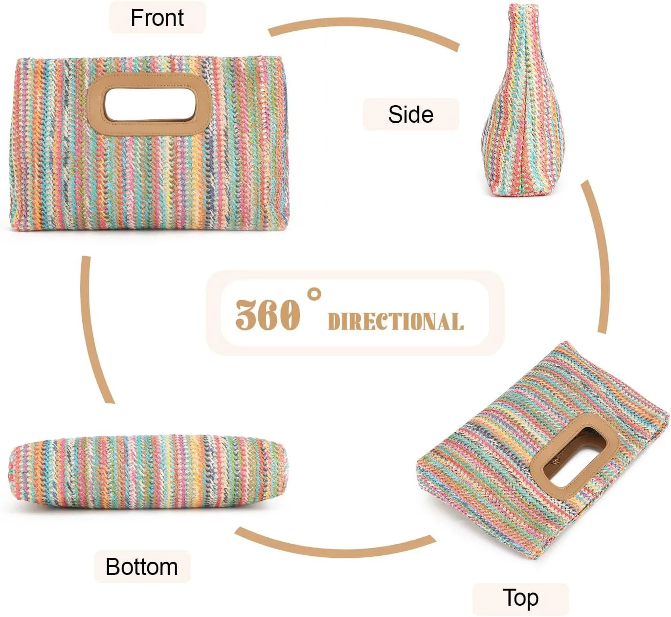 SUKUTU Straw Evening Bag Top Handle Clutch Handbag for Women Summer Beach Travel Crossbody Shoulder Bag with Chain