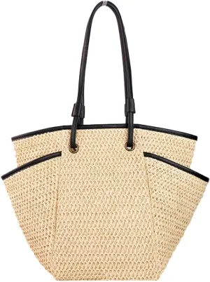 Summer Beach Tote Bag for Women Large Straw Shoulder Bag Womens Handbag Purse with Zipper
