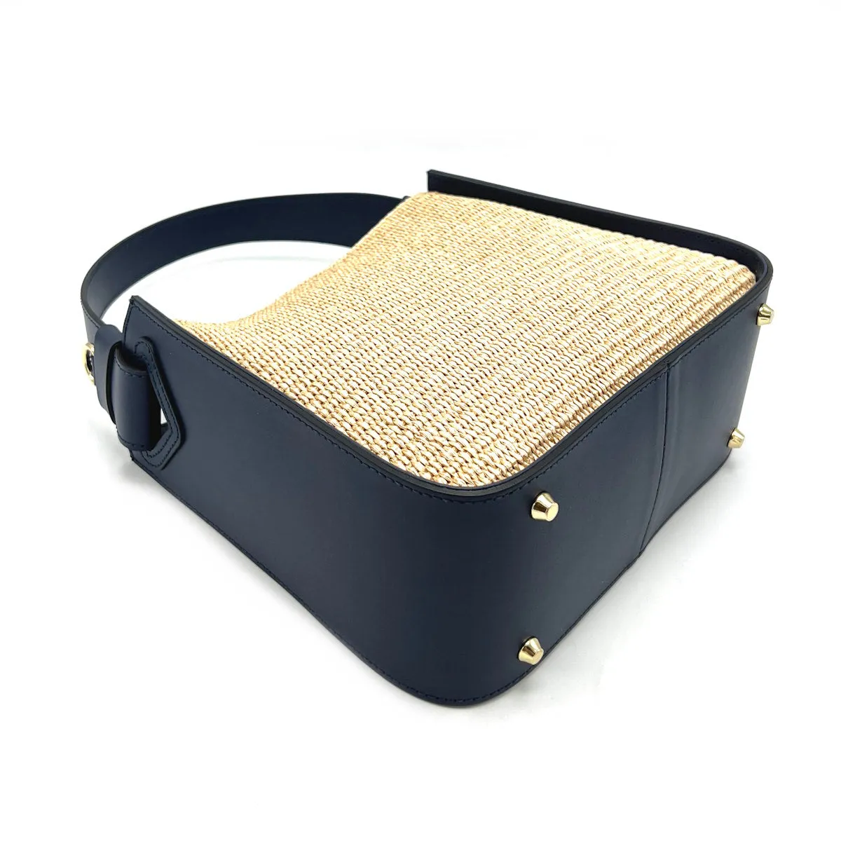 Summer collection, medium leather and straw shoulder bag, Made in Italy, art. 112571