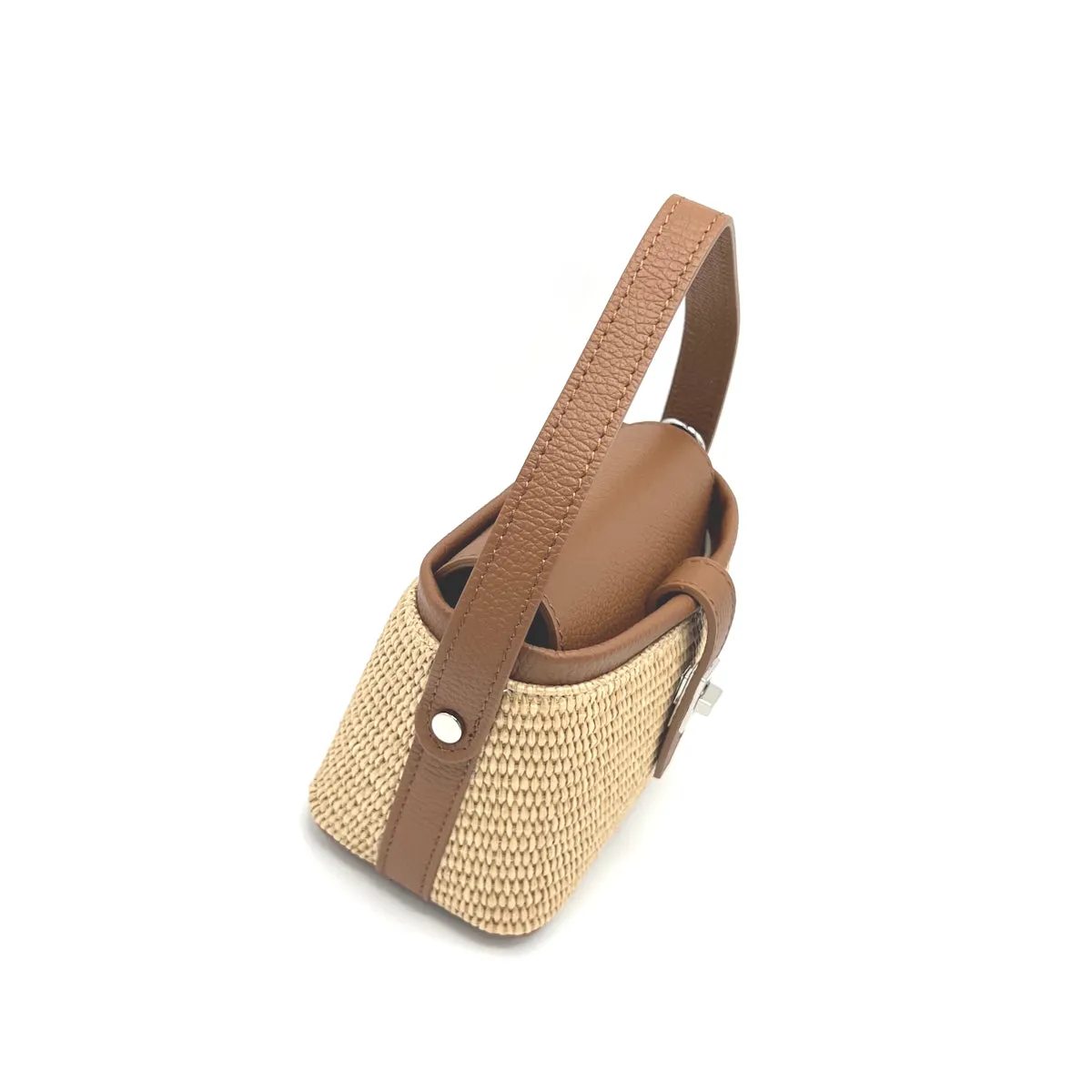 Summer collection, raffia and leather mini chain bag, Made in Italy, art. 112475