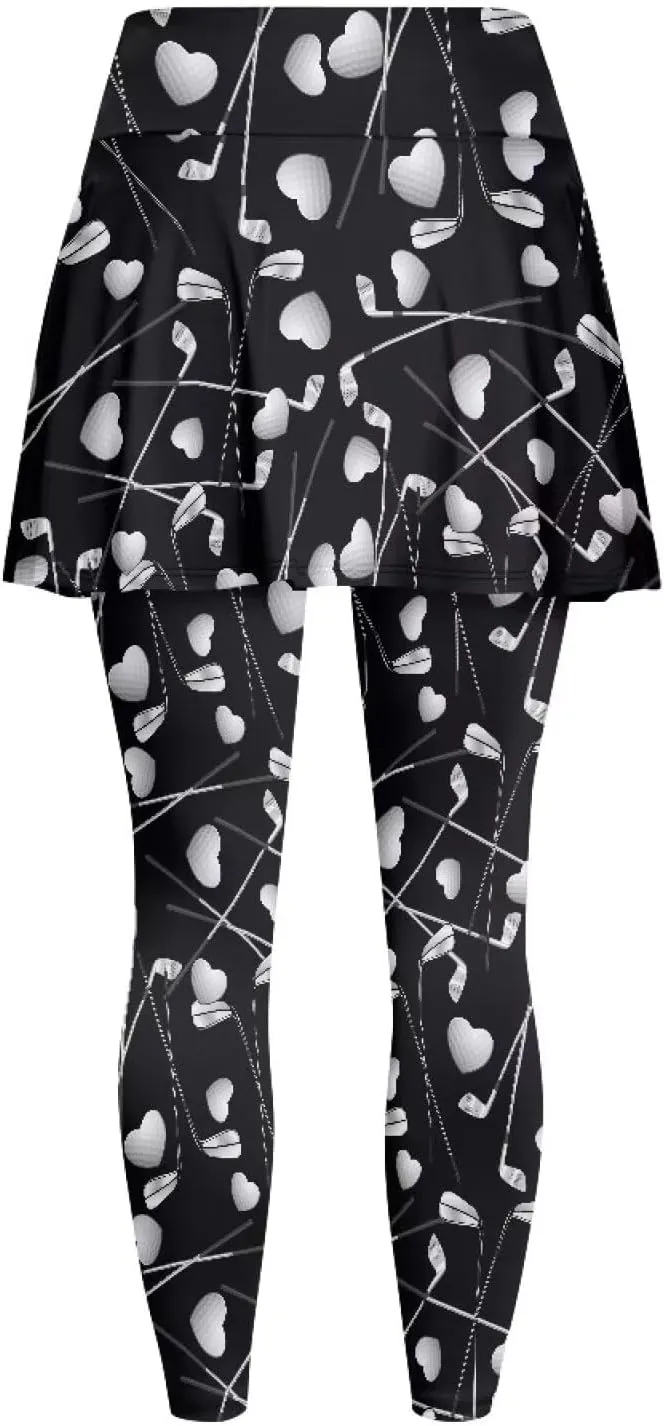Suobstales Skirted Leggings for Women Lightweight Tennis Golf Skorts Capris Gym Yoga Legging with Skirts