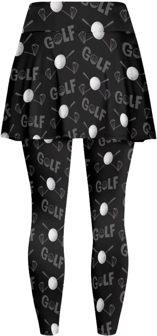 Suobstales Skirted Leggings for Women Lightweight Tennis Golf Skorts Capris Gym Yoga Legging with Skirts