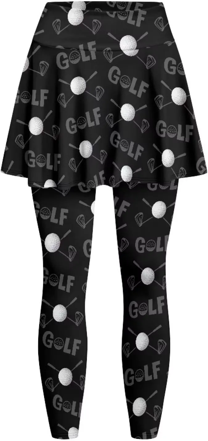 Suobstales Skirted Leggings for Women Lightweight Tennis Golf Skorts Capris Gym Yoga Legging with Skirts