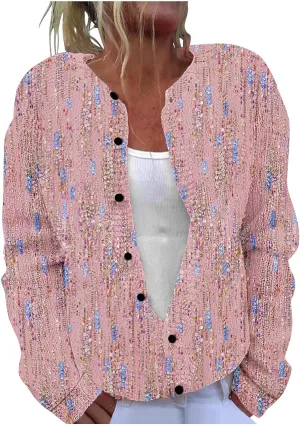 Sweaters for Women Long Sleeve Casual Boho Graphic Design Button Down Cardigan Comfortable Trendy Sweater