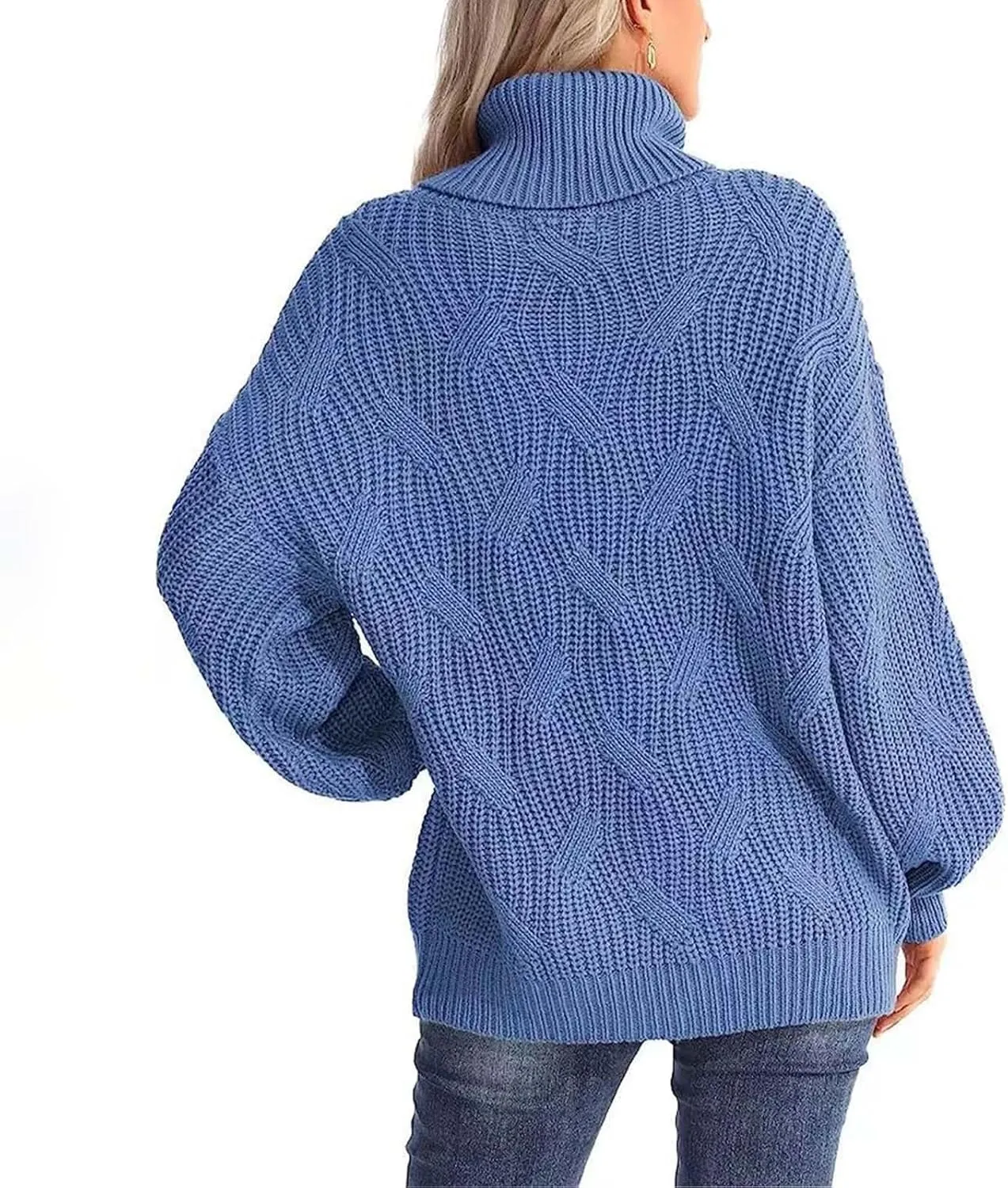 Sweaters for Women Oversized Long Sleeve Turtleneck Pullovers Comfortable Casual Cable Knit Sweaters