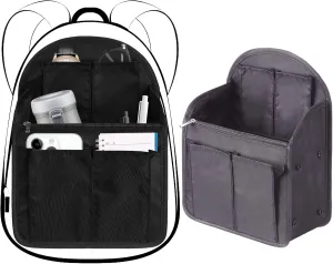 Sweetude 2 Pcs Mini Backpack Organizer Insert 7.9 x 4.8 x 11 Inch Small Shoulder Bag Divider for Rucksack Handbag Shoulder Bag Purse(Black, Gray)
