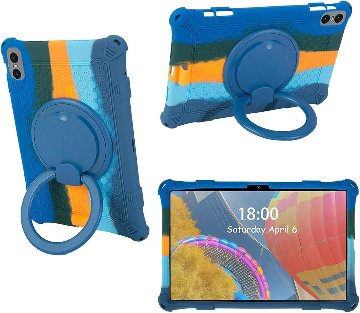 Tablet Case for Teclast T50 Pro 11 inch Soft Anti-Stress Silicone Case with 360° Rotate Stand/Pencil Holder/Shoulder Strap/Pen for Teclast T50 Pro (Colorful Blue)