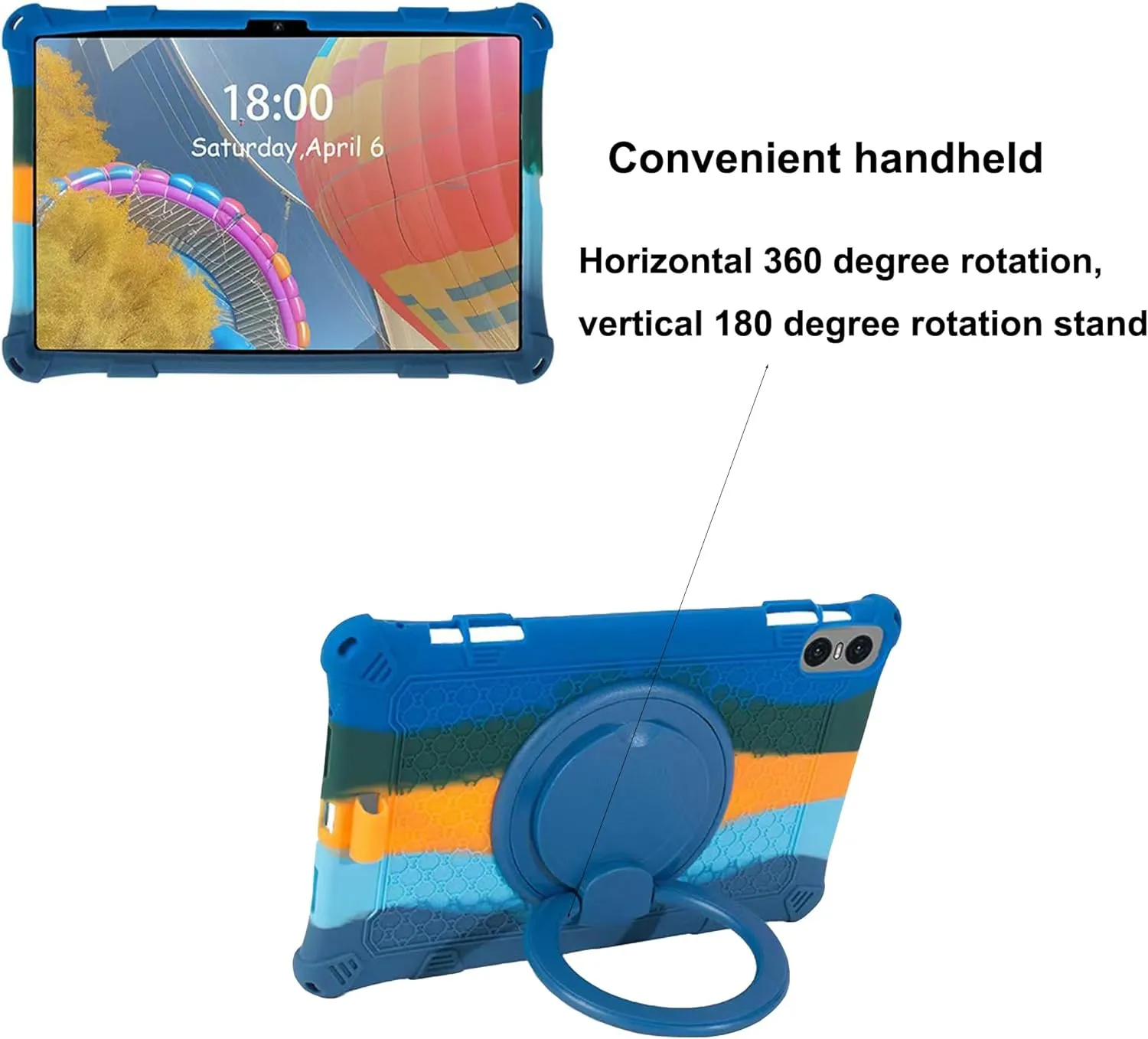 Tablet Case for Teclast T50 Pro 11 inch Soft Anti-Stress Silicone Case with 360° Rotate Stand/Pencil Holder/Shoulder Strap/Pen for Teclast T50 Pro (Colorful Blue)