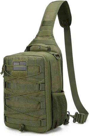Tactical molle Single Shoulder Bag - Large Capacity Multi-functional Backpack for Daily Using or Hiking, Traveling (Green), Black