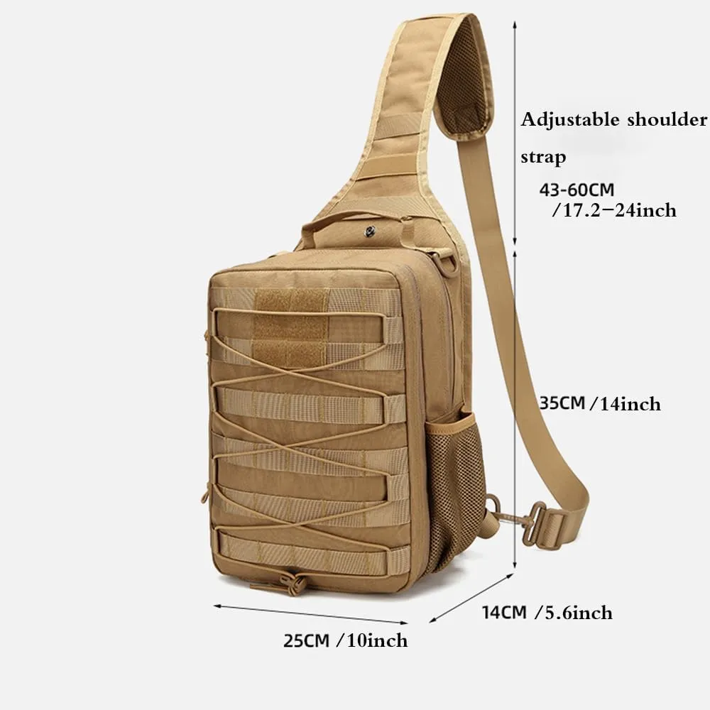 Tactical molle Single Shoulder Bag - Large Capacity Multi-functional Backpack for Daily Using or Hiking, Traveling (Green), Black