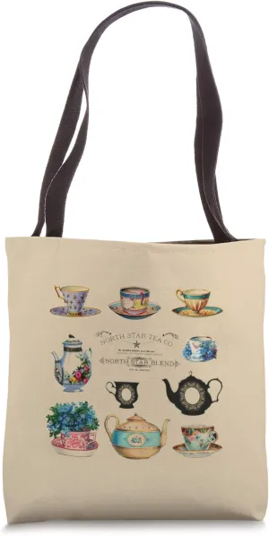 Tea Drinker Tea Lover Vintage Retro Tea Cups Tea Pots Gift Tote Bag