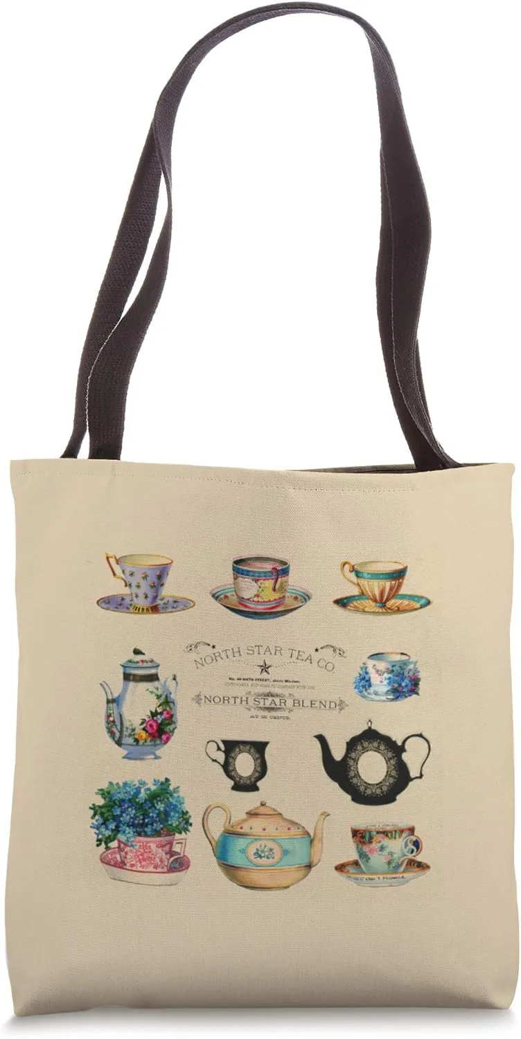 Tea Drinker Tea Lover Vintage Retro Tea Cups Tea Pots Gift Tote Bag