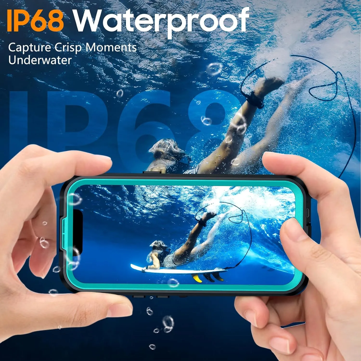 Temdan for iPhone 13 Case Waterproof [Built-in Camera Lens & Screen Protector] [Full Body Protection] [IP68 Waterproof] Shockproof Phone Case for iPhone 13 6.1" Blue