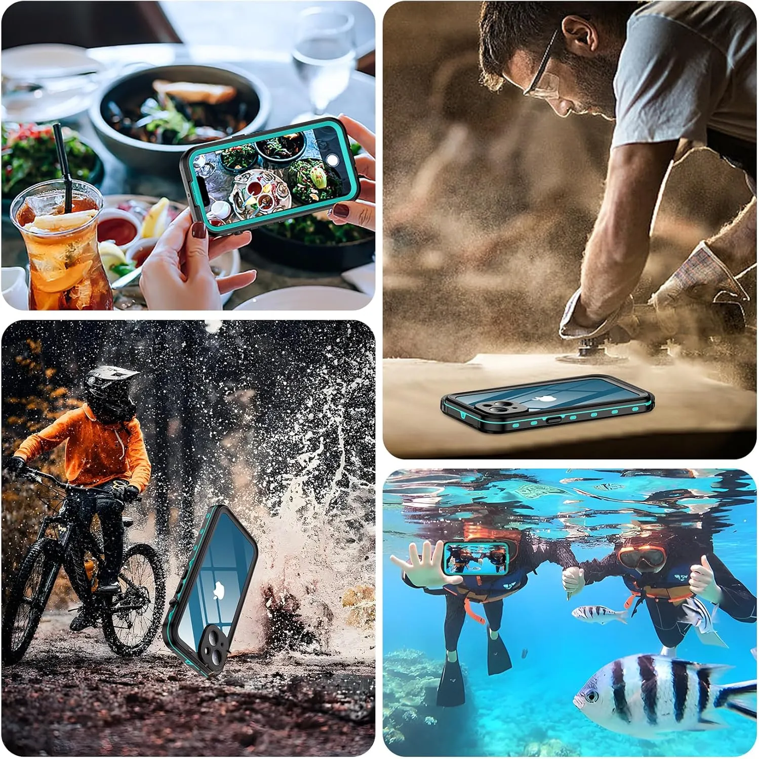 Temdan for iPhone 13 Case Waterproof [Built-in Camera Lens & Screen Protector] [Full Body Protection] [IP68 Waterproof] Shockproof Phone Case for iPhone 13 6.1" Blue