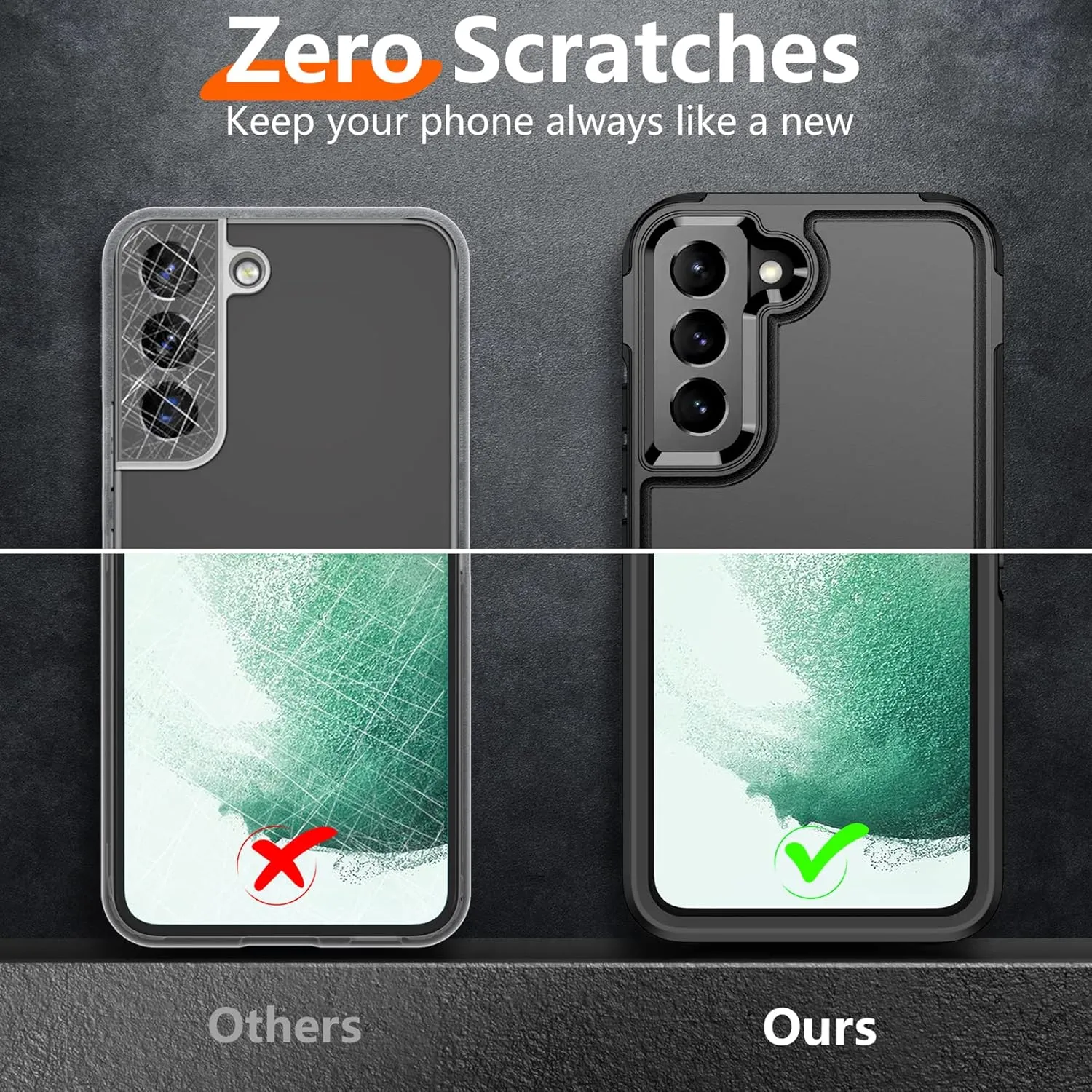 Temdan Heavy Shockproof for Samsung Galaxy S22 Case, with 2 Pack [Tempered Glass Screen Protector   Camera Lens Protector] [12 FT Military Grade Drop-Proof] Rugged Full-Body Protection,Black