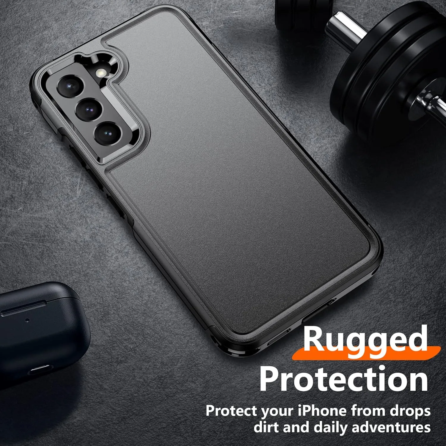Temdan Heavy Shockproof for Samsung Galaxy S22 Case, with 2 Pack [Tempered Glass Screen Protector   Camera Lens Protector] [12 FT Military Grade Drop-Proof] Rugged Full-Body Protection,Black