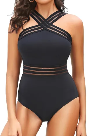 Tempt Me Women Crisscross One Piece Swimsuit Tummy Control Bathing Suit Front Crossover Swimwear