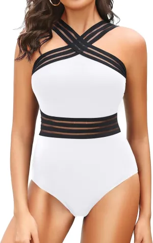 Tempt Me Women Crisscross One Piece Swimsuit Tummy Control Bathing Suit Front Crossover Swimwear