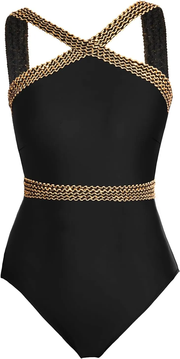 Tempt Me Women Crisscross One Piece Swimsuit Tummy Control Bathing Suit Front Crossover Swimwear
