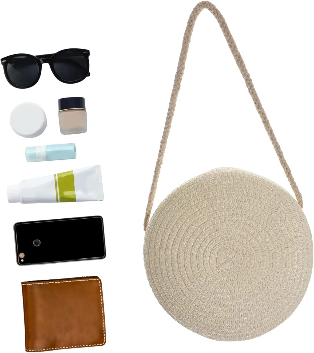 TENDYCOCO 2pcs Color Straw Bag Straw Diagonal Span Mobile Phone Bag Vacation