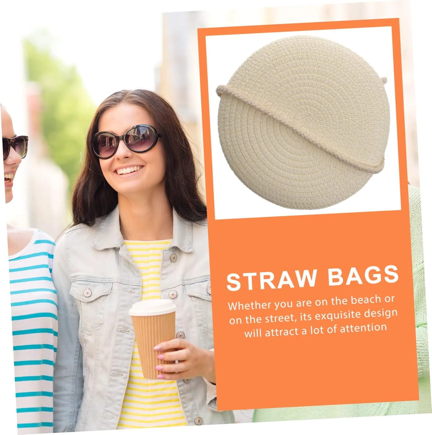 TENDYCOCO 2pcs Color Straw Bag Straw Diagonal Span Mobile Phone Bag Vacation