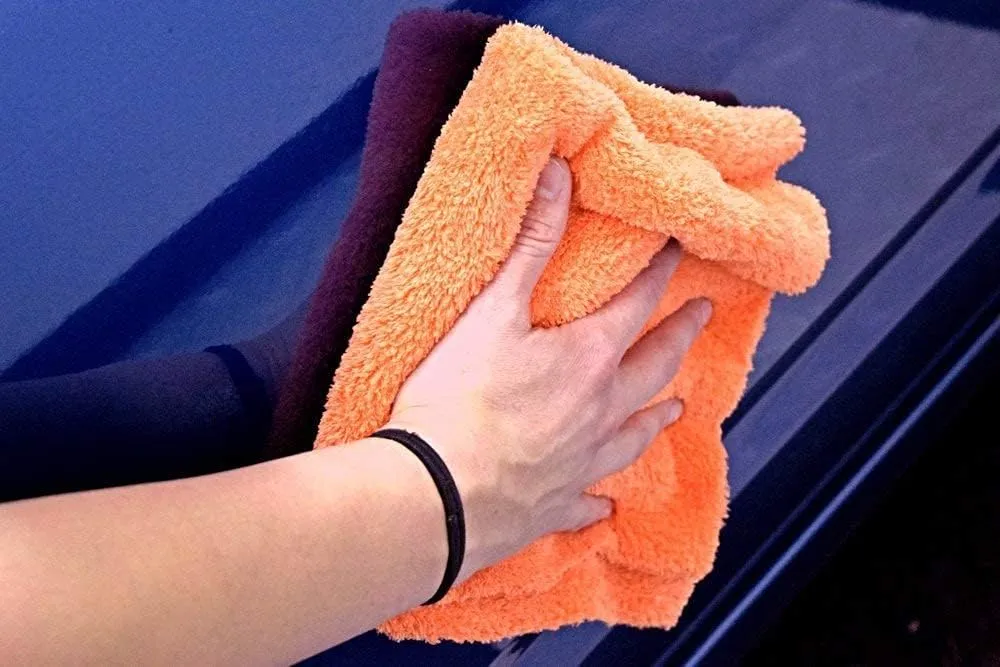 The Rag Company - Eagle Edgeless 500 (4-Pack) Professional Korean 70/30 Blend Super Plush Microfiber Detailing Towels, 500GSM, 16in x 16in, Orange