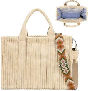 The Tote Bag for Women, Canvas Tote Bag, Handbag Bag, Crossbody bag with Zipper for Office, Travel, Dating(White)