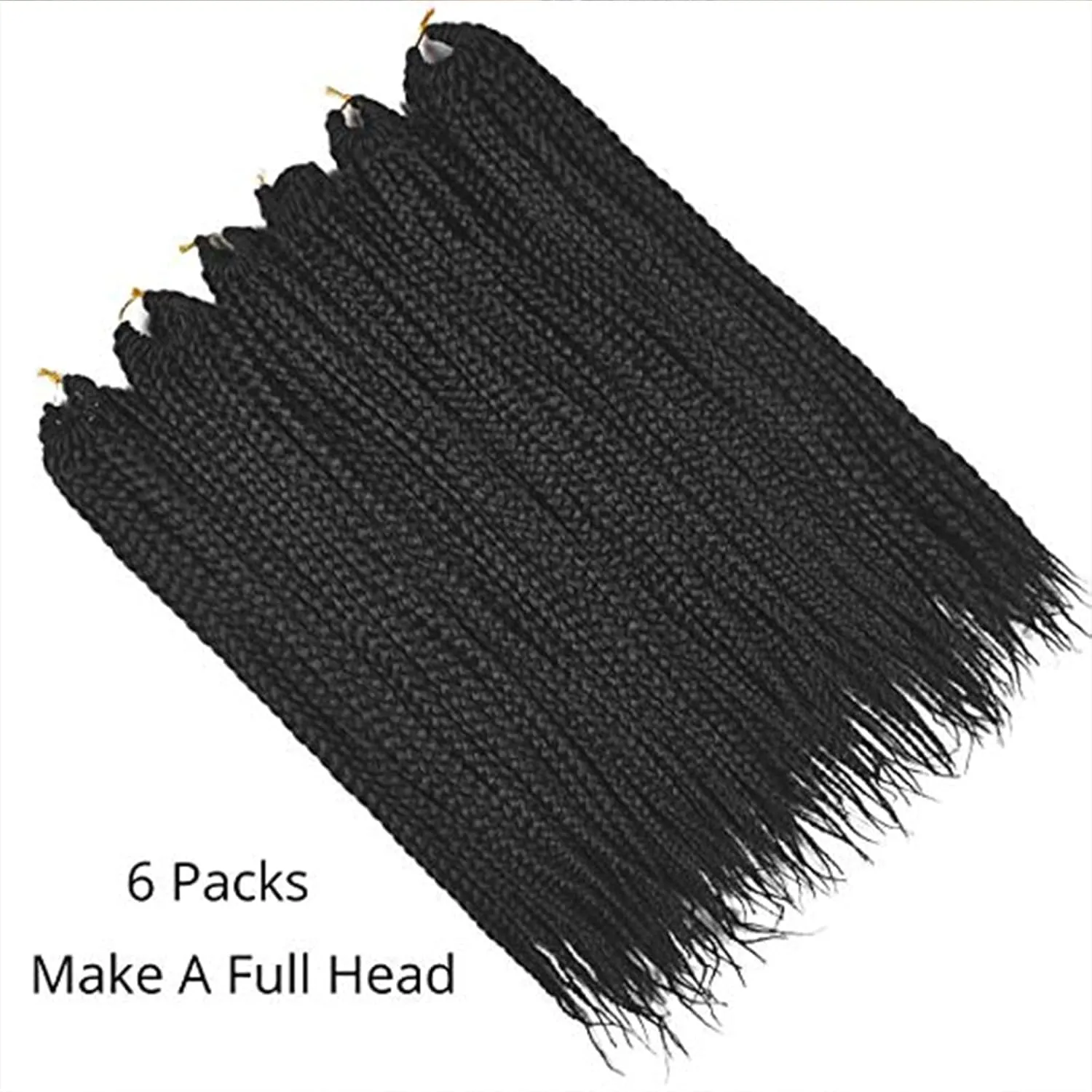 THEMIS HAIR Box Braids Crochet Hair 24 Inch 6 Bundles Straight Pre-Looped Handmade Braids Synthetic Medium Crochet Knotless Braiding Hair Extensions for Black Women(24 Inch, Black 1B)