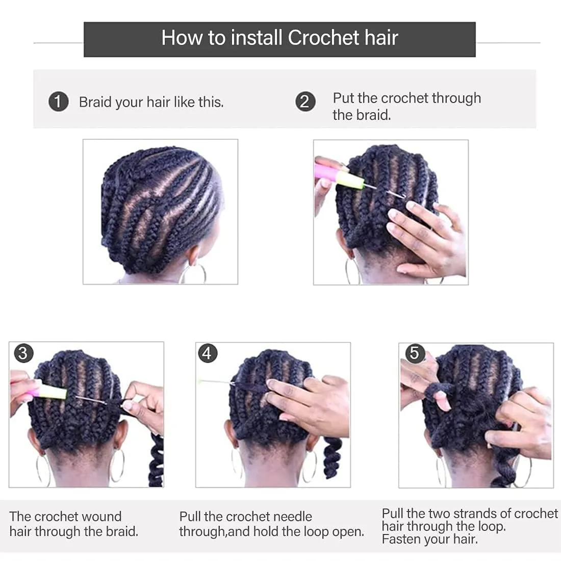 THEMIS HAIR Box Braids Crochet Hair 24 Inch 6 Bundles Straight Pre-Looped Handmade Braids Synthetic Medium Crochet Knotless Braiding Hair Extensions for Black Women(24 Inch, Black 1B)