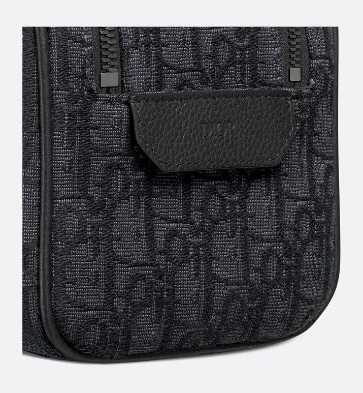 Toiletry Bag • Black Dior Oblique Jacquard and Grained Calfskin