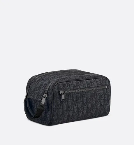 Toiletry Bag • Black Dior Oblique Jacquard and Grained Calfskin