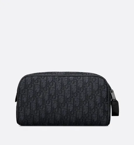 Toiletry Bag • Black Dior Oblique Jacquard and Grained Calfskin