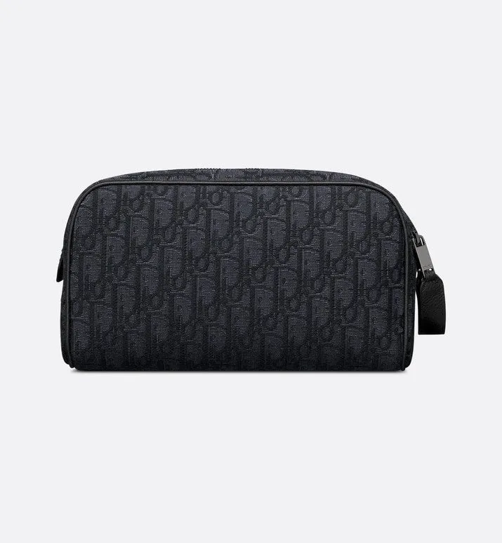Toiletry Bag • Black Dior Oblique Jacquard and Grained Calfskin