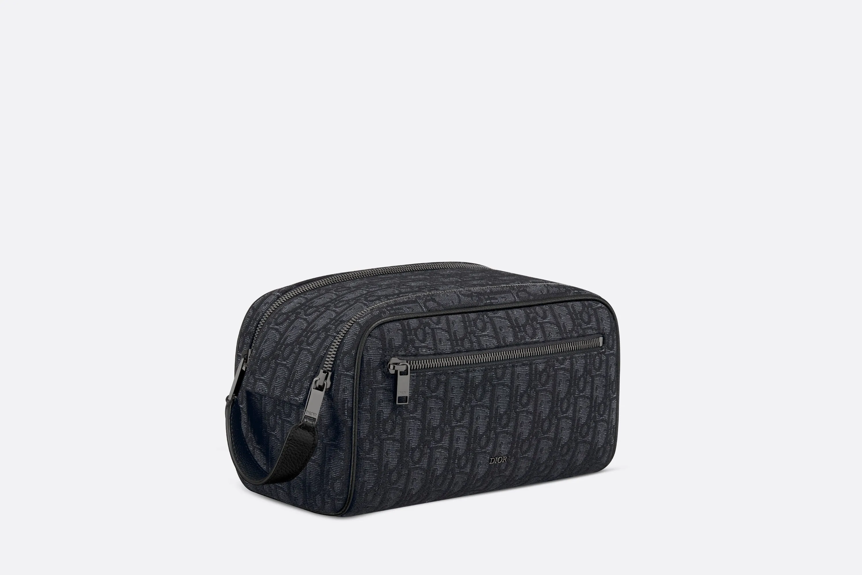 Toiletry Bag • Black Dior Oblique Jacquard and Grained Calfskin